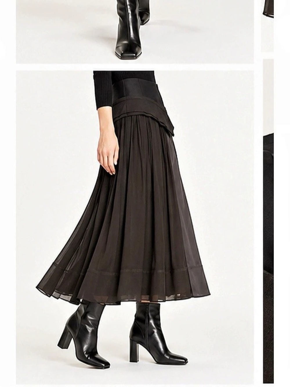NWT 3.1 Phillip Lim Flou black layered full maxi skirt with peplum, 4/2 - Picture 3 of 7